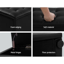 Load image into Gallery viewer, Artiss Storage Ottoman Blanket Box Black LARGE Leather Rest Chest Toy Foot Stool
