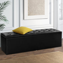 Load image into Gallery viewer, Artiss Storage Ottoman Blanket Box Black LARGE Leather Rest Chest Toy Foot Stool
