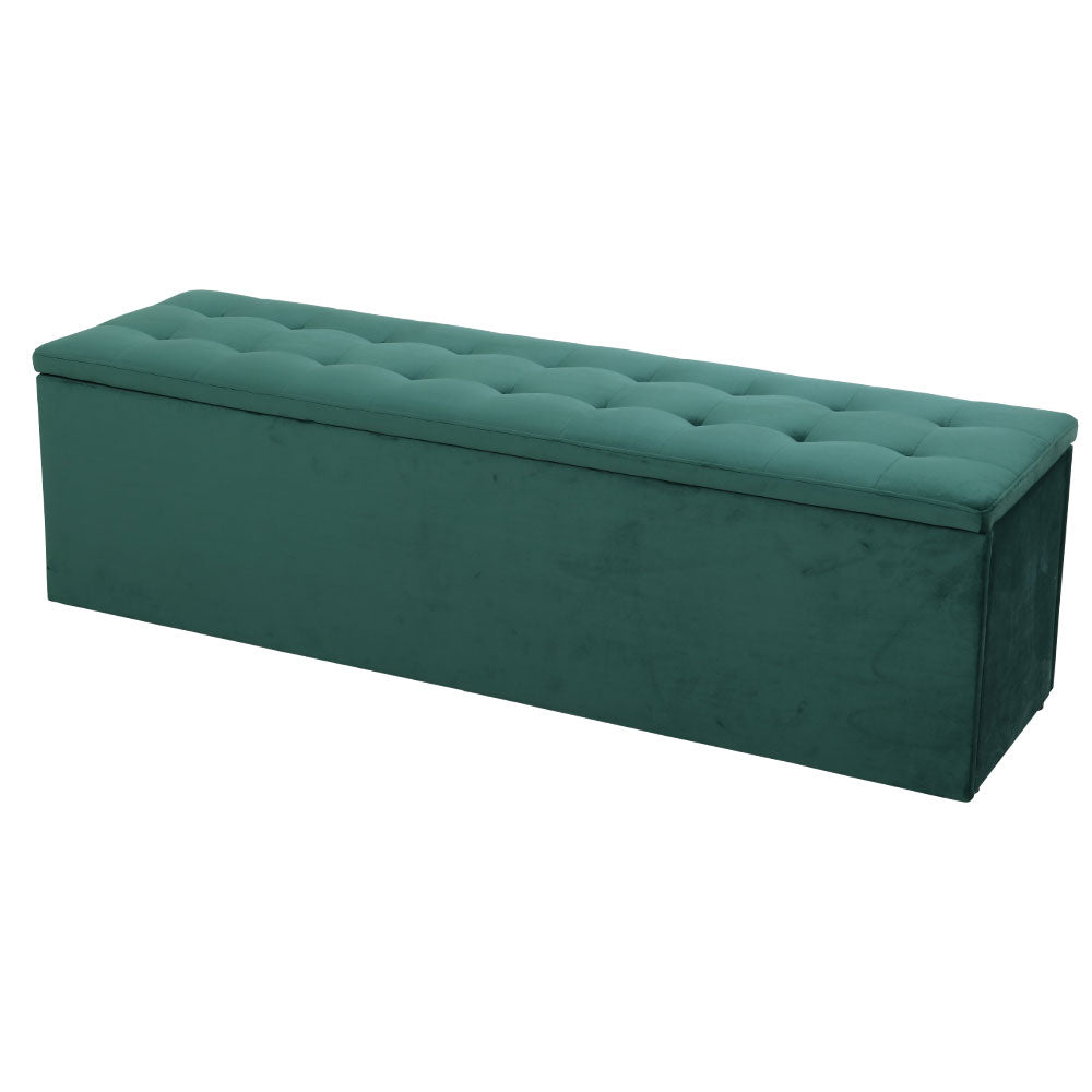 Artiss Storage Ottoman Blanket Box Velvet Foot Stool Rest Chest Couch Green