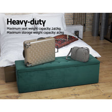 Load image into Gallery viewer, Artiss Storage Ottoman Blanket Box Velvet Foot Stool Rest Chest Couch Green
