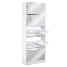 Load image into Gallery viewer, Artiss 5 Drawer Mirrored Wooden Shoe Cabinet - White
