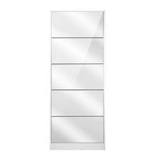 Load image into Gallery viewer, Artiss 5 Drawer Mirrored Wooden Shoe Cabinet - White
