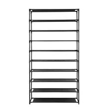 Load image into Gallery viewer, 50 Pairs 10 Tier Shoe Rack Metal Shelf Holder Stackable Portable Black
