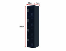 Load image into Gallery viewer, Standard Lock 4-Door Vertical Locker for Office Gym Shed School Home Storage Black
