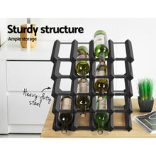 Load image into Gallery viewer, Artiss 20 Bottle Timber Wine Rack Wooden Storage Wall Racks Holders Cellar Black
