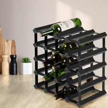 Load image into Gallery viewer, Artiss 20 Bottle Timber Wine Rack Wooden Storage Wall Racks Holders Cellar Black
