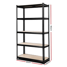 Load image into Gallery viewer, 1.8M 5-Shelves Steel Warehouse Shelving Racking Garage Storage Rack Black
