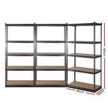 Load image into Gallery viewer, 3x1.8M 5-Shelves Steel Warehouse Shelving Racking Garage Storage Rack Grey
